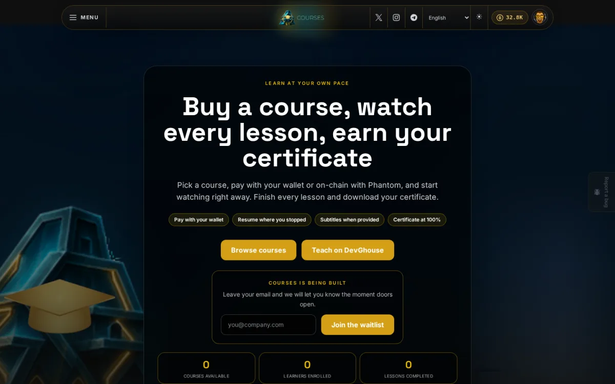 Courses storefront